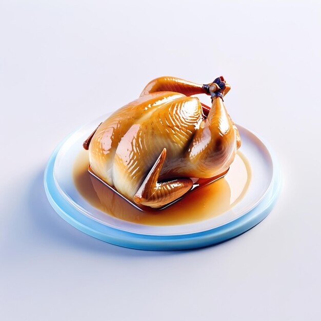 Glossy stylized glass icon of roast chicken meal food roasted poultry meat