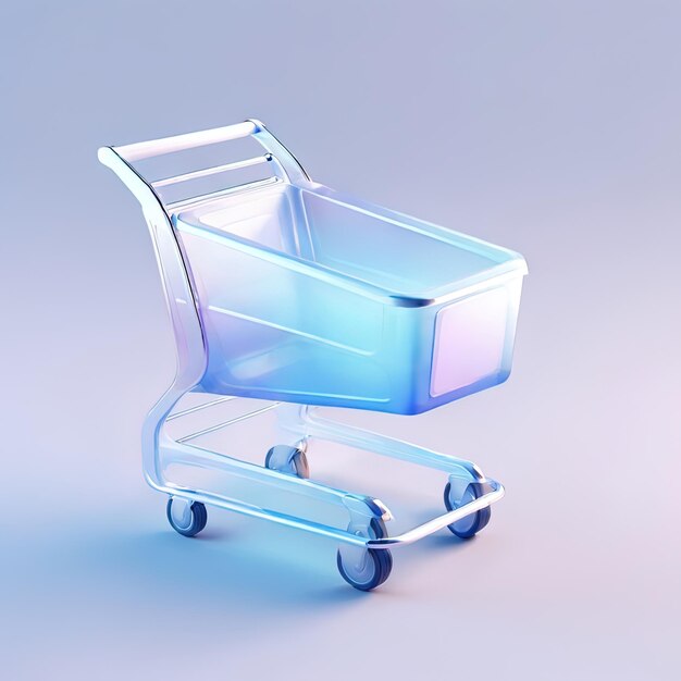 Photo glossy stylized glass icon of shopping trolley shopping cart trolley cart online purchase