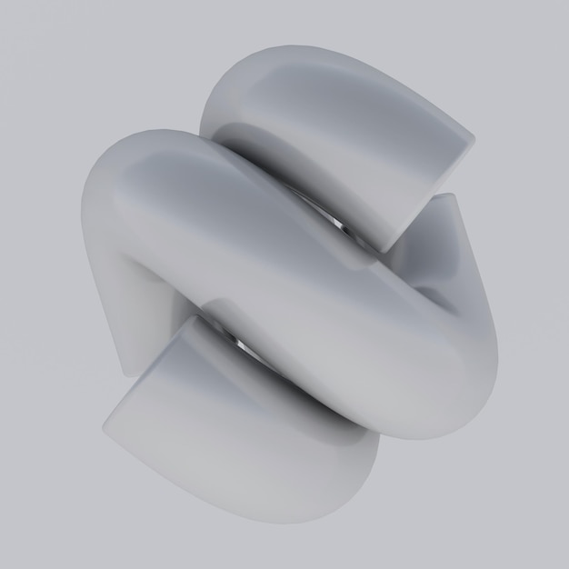 輝く白い曲がった形 抽象的なイラスト 3D レンダリング