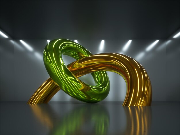 glossy yellow green chrome linked rings