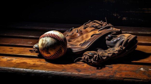 Photo glove dark baseball