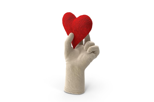Glove Holding Fluffy Heart