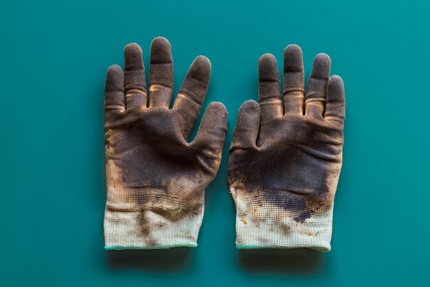 Glove with oil stain on isolated background used gloves are dirty