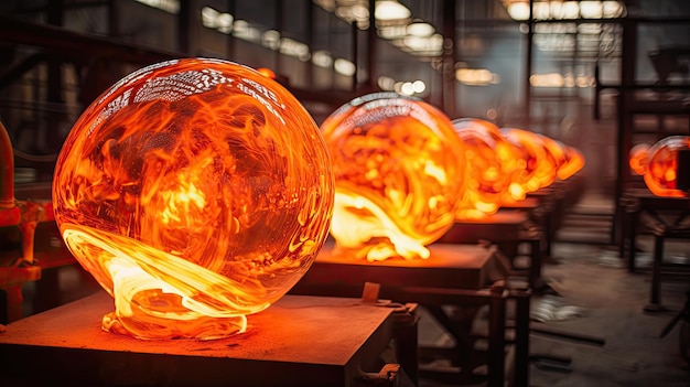 Glow blower glass factory