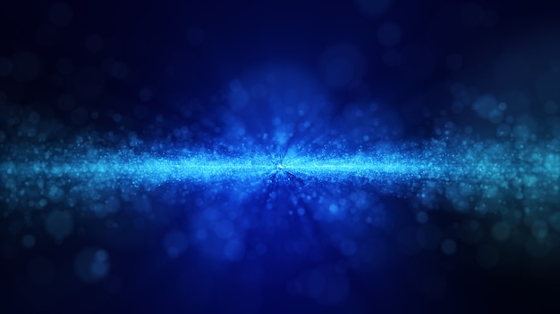 Glow blue dust particale glitter sparks abstract background.