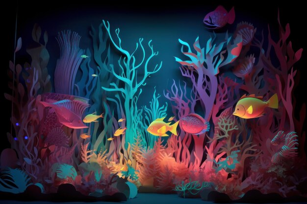 Glow in the dark fish wallpaper