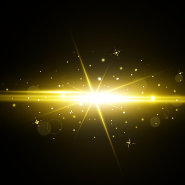 Glow-effect Ster op doorzichtige achtergrond Helder zon Vector-illustratie