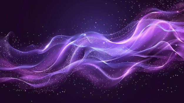 Glow trail dream power stream motion with sparkles isolated on transparent background Realistic 3D modern illustration based on magic light effect purple air flow with twinkle stars