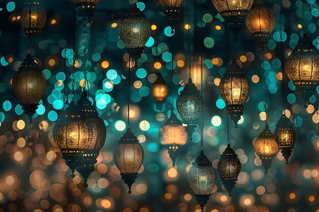 Glowende islamitische lantaarn decoratie voor het eid festival