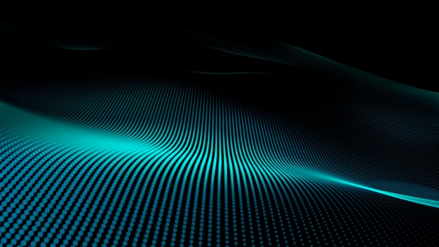 Photo glowing abstract digital wave particles. futuristic illustration. on dark background