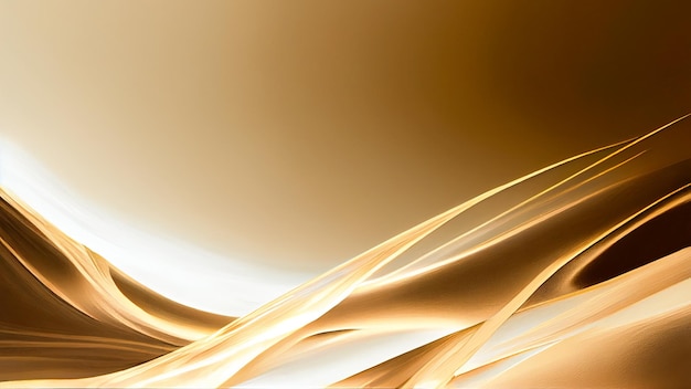 Glowing Abstract Golden Smooth Wave Motion Background 3D Rendering