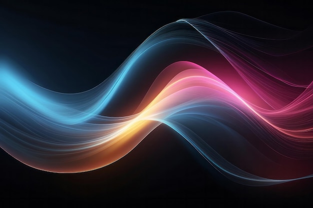 Photo glowing abstract wave on dark shiny motion magic space light techno abstract background