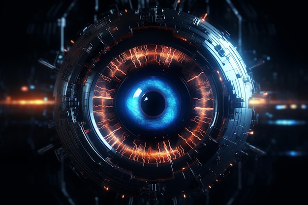 Glowing AI eye symbolizing the omniscient power of 00076 02