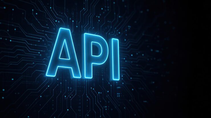 Photo a glowing api in 3d letters floats within a digital circuit highlighting application programming interface abstract design captures the essence of api programming