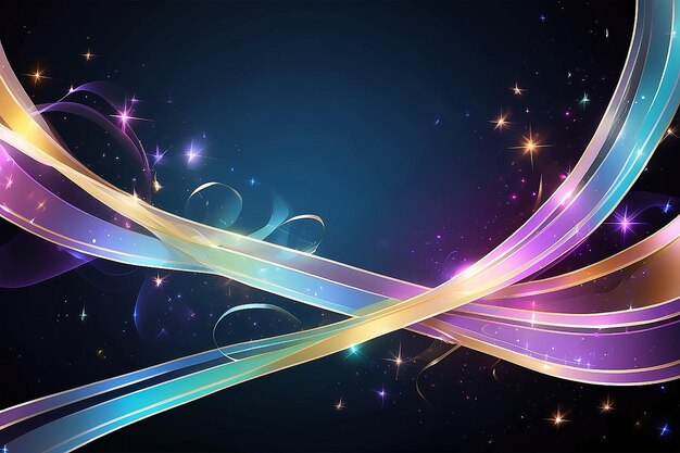 Glowing background with translucent ribbons and stars