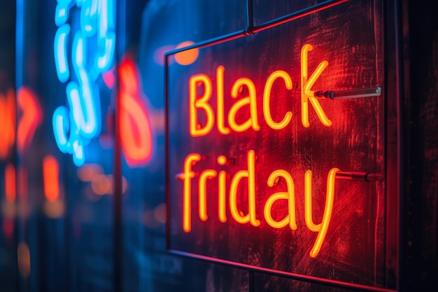 Glowing Black Friday Text op een donkere achtergrond