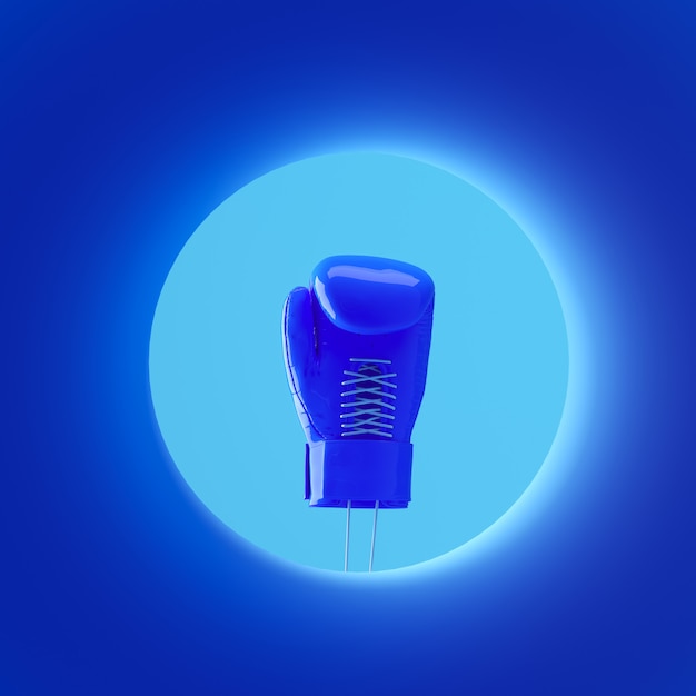 Photo glowing blue boxing glove