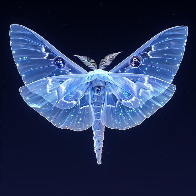 Glowing Blue Cicada in Space