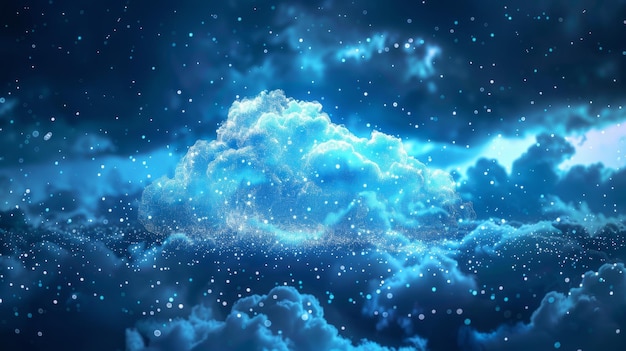 Glowing blue cloud computing concept illustration