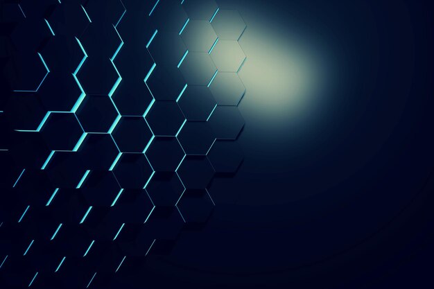 Photo glowing blue hexagon pattern background 3d rendering