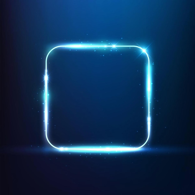 Glowing blue neon round corner square effect with sparkles Vibr