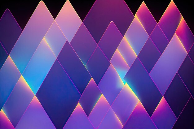 Photo glowing blue purple neon glowing abstract geometric background