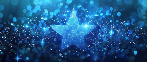 a glowing blue star on an abstract background ai generated