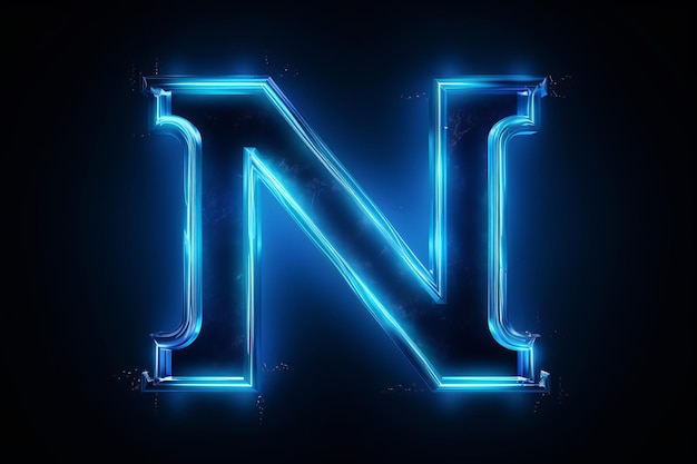 Photo glowing blue a vector neon alphabet illuminates the dark