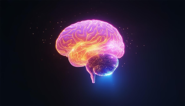 Photo glowing brain the concept of artificial intelligence neural connections