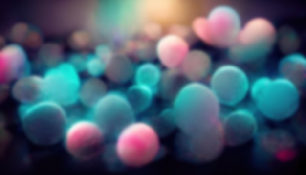 Glowing bubbles neon balloons blur light circles