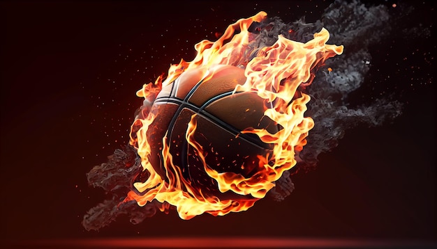 Glowing Burning basketball Ball on Fire dynamic game Generative AI