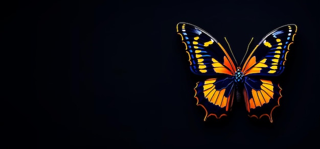 Photo a glowing butterfly on a black background