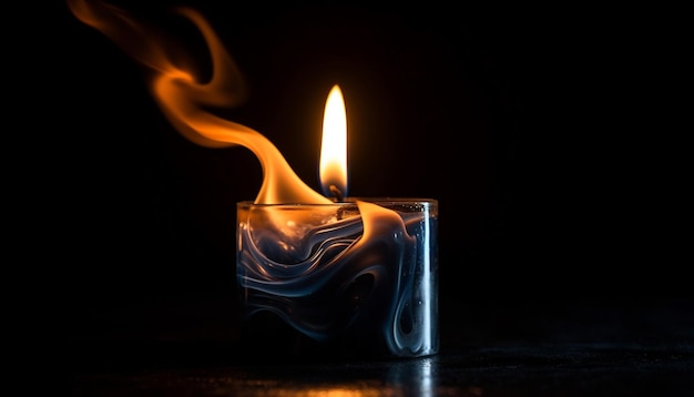 Glowing candle ignites romance illuminates spirituality relaxation generated by AI