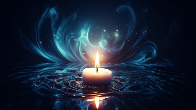 Foto la candela incandescente illumina il simbolo della notte oscura dello spirituale