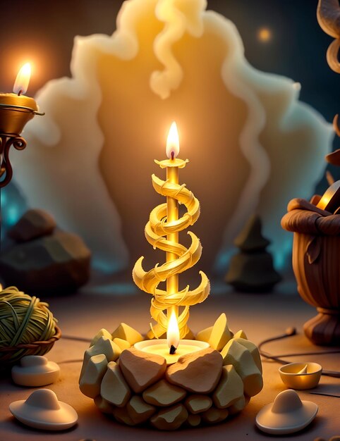 Glowing candle illustration with Generative AI