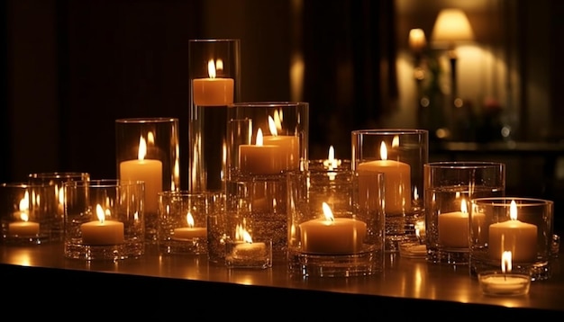 사진 빛나는 촛불은 인공지능이 만들어내는 영성과 휴식을 상징하는 고요한 풍경을 비춘다