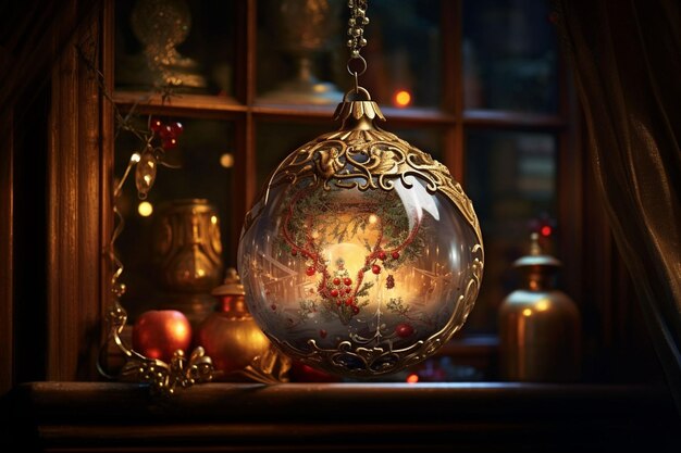 Foto glowing christmas bauble gemaakt met generative ai