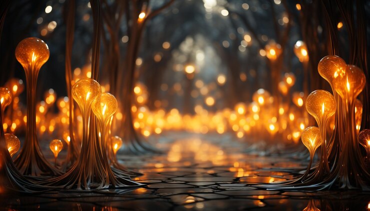 Photo glowing christmas tree illuminates the dark winter night generated by ai
