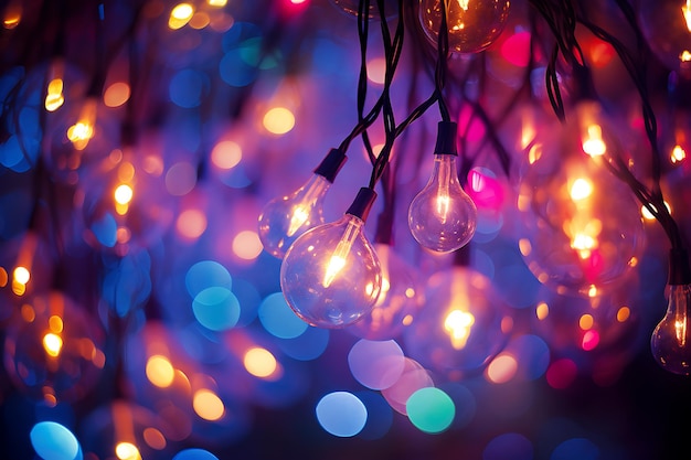 Glowing christmas tree lights photography