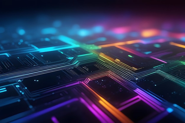 Glowing Circuitry Grid Abstract Futuristic Technology Background Texture