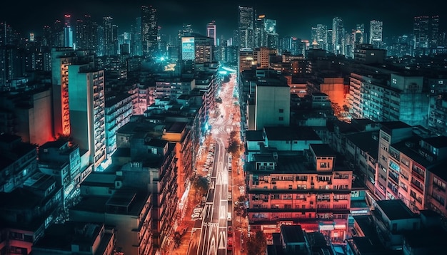 Glowing city skyline at dusk Beijing growth generated by AI