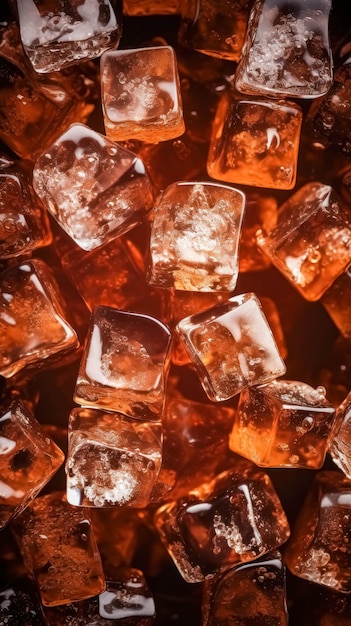 Glowing Cola Soda Ice Cube Textuur Cola Ice Cubes Patroon Textuur