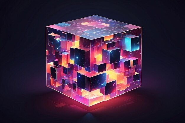 Glowing cube abstract background