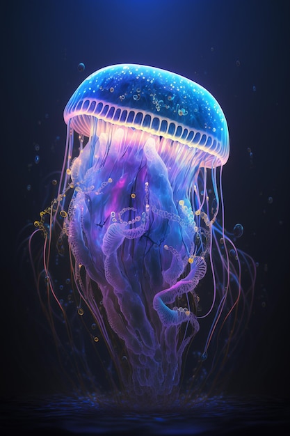 Glowing DeepSea Jellyfish A Radiant Beauty in the Darkness