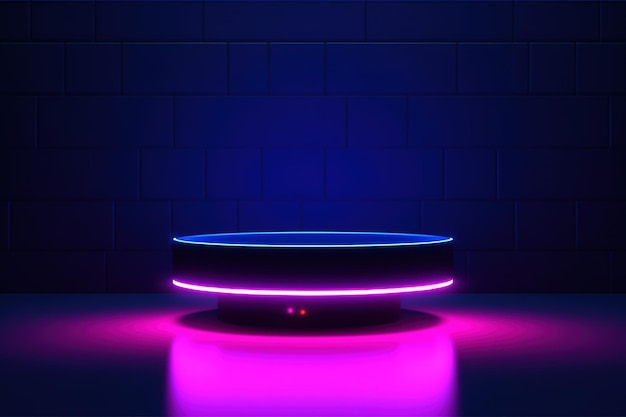 A glowing device with pink and purple lights on it