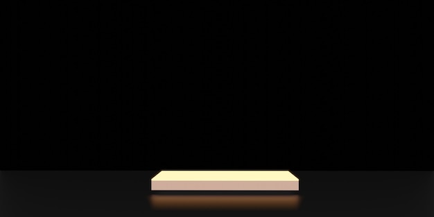 Светящийся стенд неоновый свет дисплей черный фон 3D-рендеринг