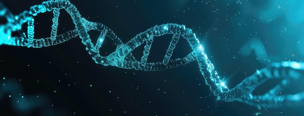 Photo glowing dna helix in a dark abstract background