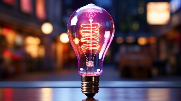 Glowing electric lamp illuminates ideas with bright vibrant colors