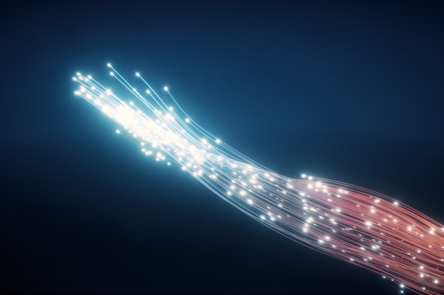 Photo glowing fiber optic cable