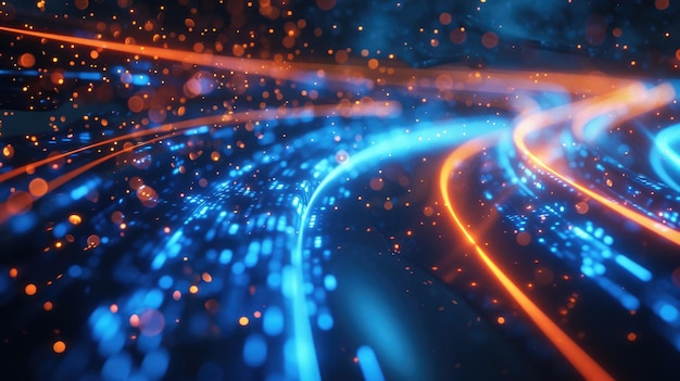 glowing fiber optic cables in light patterns are essential for modern networking aig53m